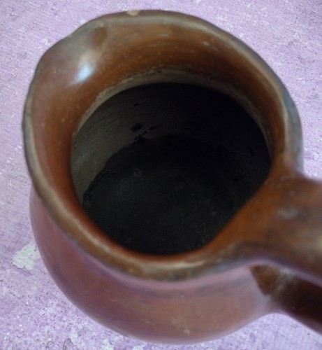 Art Pottery Brown Stoneware Pitcher Jug Creamer Rustic Farmhouse 6.5in Vintage - Picture 8 of 11