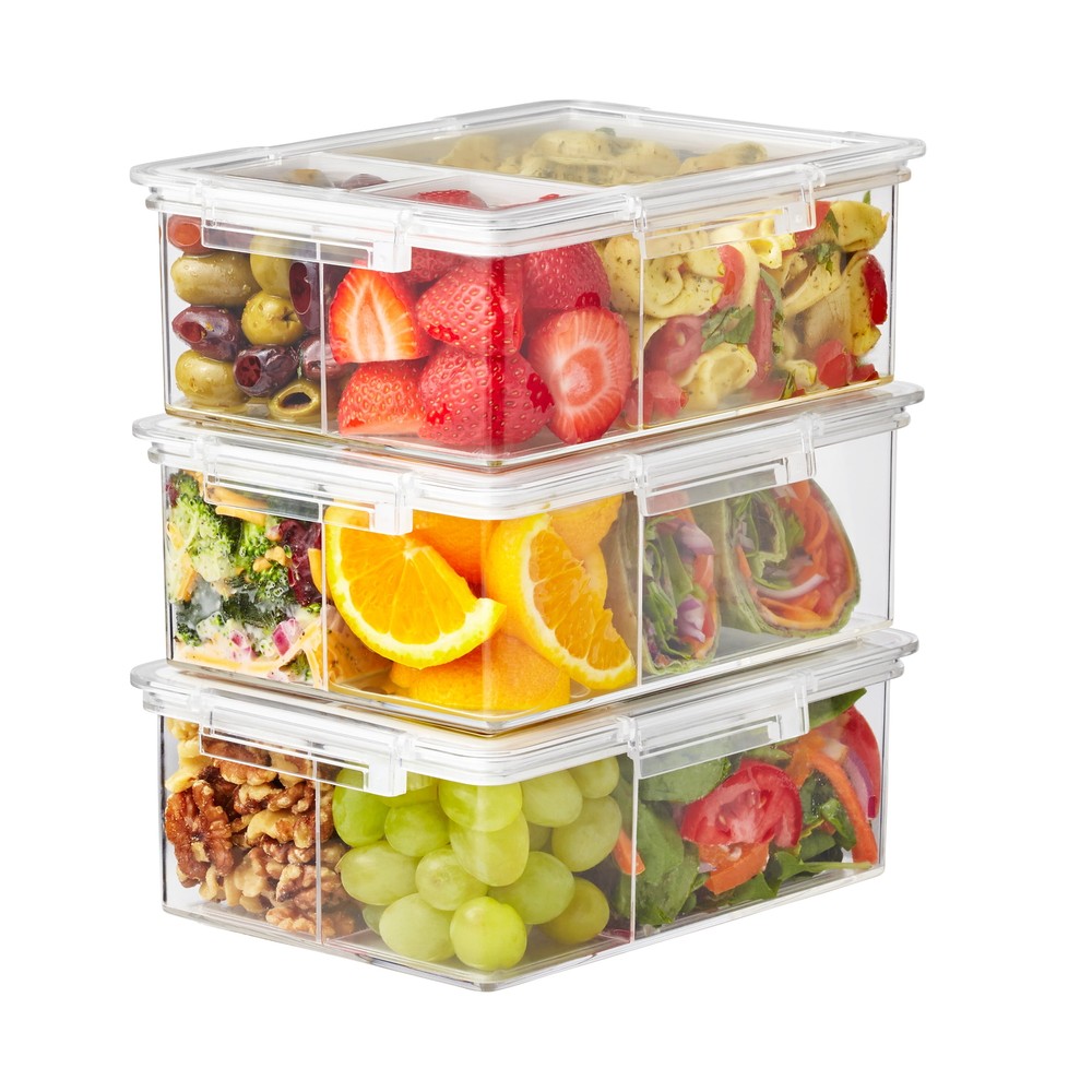 Bento Box Clear Food Storage Container, Set of 3,Durable BPA free clear plastic