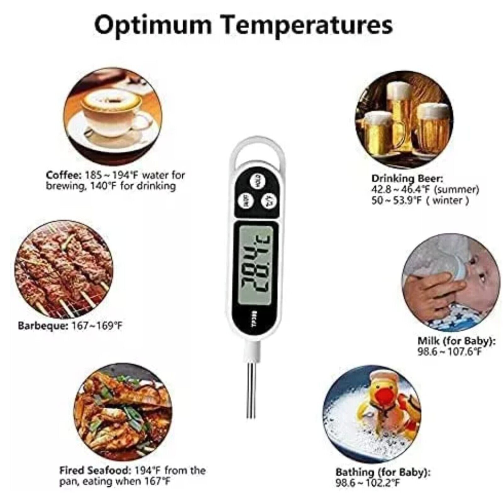 Digital Food Thermometer Temperature Probe Meat Cooking Jam Sugar BBQ