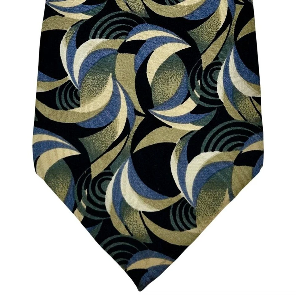 Corbata para hombre Jhane Barnes larga azul, gris, verde, negra Japón 100 % seda Foto 2 de 4