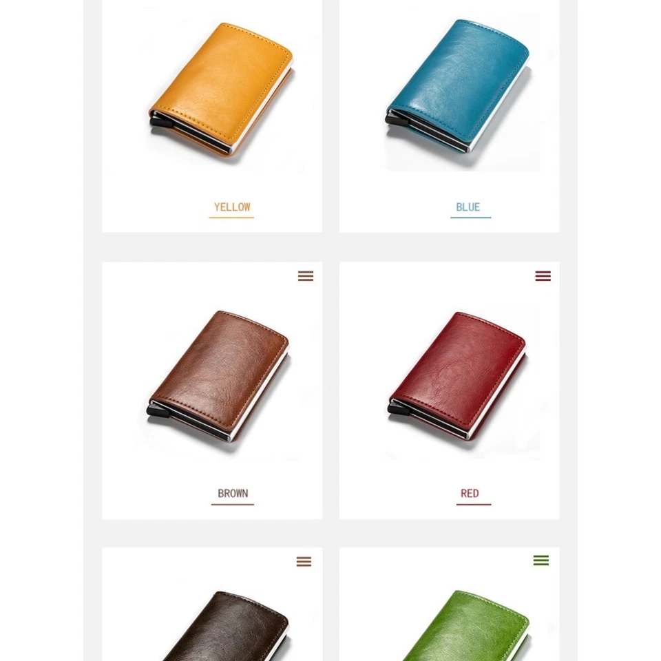 Porta Carte Di Credito Slim Rfid Mini Portafoglio Piccolo Carbonio Portatessere - Immagine 3 di 4