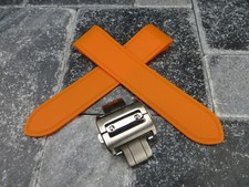 New 23mm PU Rubber Strap Buckle Watch Band Set CARTIER SANTOS 100 XL Orange x1 C
