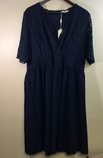 Nemidor Women's Navy Blue Lace Knee-Length Dress Plus Size 22 Wedding