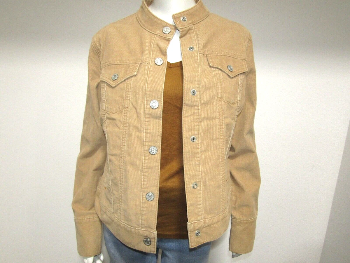 GAP STRETCH KHAKI CORDUROY BUTTON UP JACKET WOMENS SIZE M VINTAGE