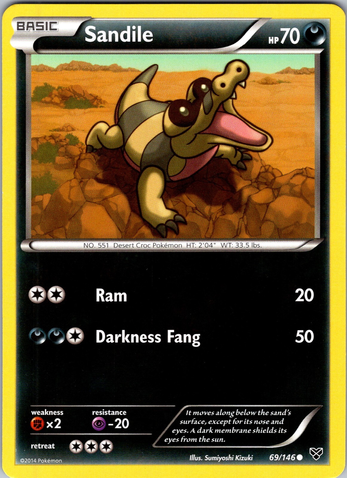 Pokemon TCG Sandile XY Base Set 69/146 Regular Common Card NM