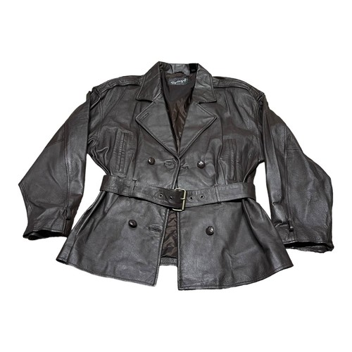 Spiegel Women's Dark Brown Genuine Leather Belted Jacket Size Medium 8 / 10