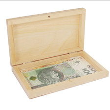 Wooden Flat Storage Box – Beech Wood, Perfect for Banknotes & Small Items