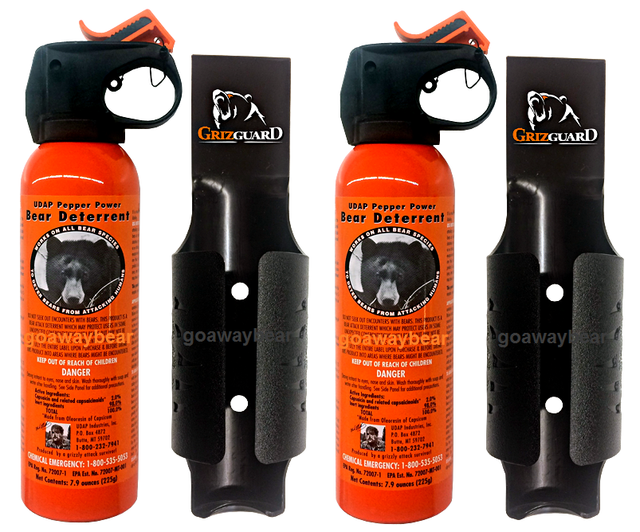 UDAP 12VHP Pepper Power Bear Spray (2 PACK) Repellent w/NEW Griz Guard
