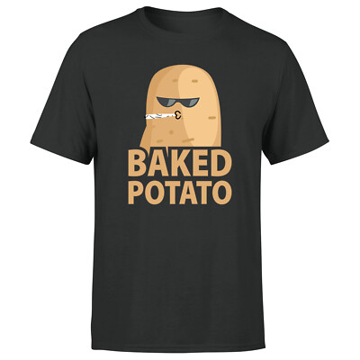 Baked Potato Smoking Herren T-Shirt Lustig Humor Grafik Retro Tee Top