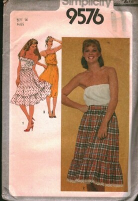 9576 Vintage Simplicity Sewing Pattern Misses Pullover Top Skirt