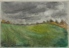 Franz Ehmke *1928-2018 Berlin Blankenfelde Osterquelle Field Pastel Signed