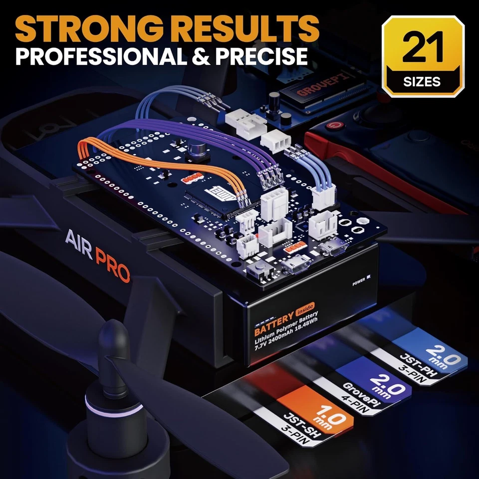 Комплект обжимных инструментов SOMELINE®, набор разъемов JST-SH 1,0 мм/PH 2,0 мм, 21 - Изображение 3 из 4