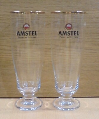 AMSTEL PREMIUM PILSENER BEER ADVERTISIGN SET OF TWO GLASSES 400ML
