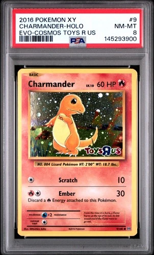 2016 POKEMON XY EVOLUTIONS COSMOS-TOYS R US #9 CHARMANDER-HOLO PSA 8