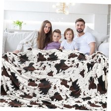 Queen Size Cow Blanket for Couch Bed, Soft Cozy 90"x90"-Queen 02 Dark Cow