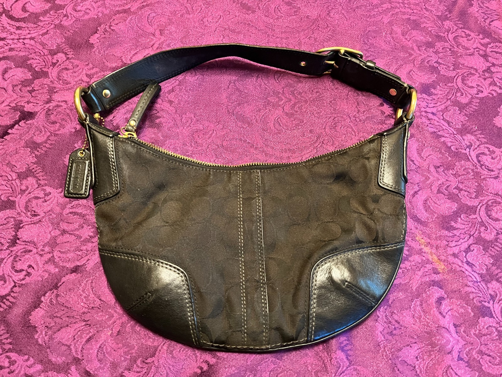 Coach vintage y2k Hobo purse small black with leather tag