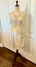 Woman's Size 12P Linen Blend Dress,  Mixed Exotic Animal Print, Lined, Beaded