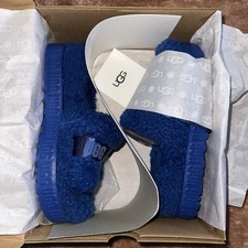NEW UGG Fluffita Women  s Blue Platform Slides Slipper Size US 9