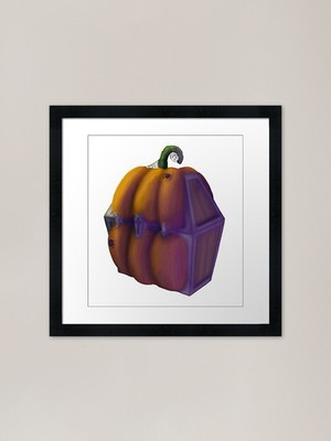 Realistische Halloween Kürbis Truhe F gerahmtes Wandbild Poster Leinwanddruck Bild