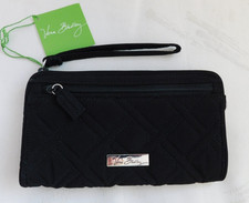 VERA BRADLEY Front Zip Wristlet Wallet - Classic Black Microfiber Phone Case NWT