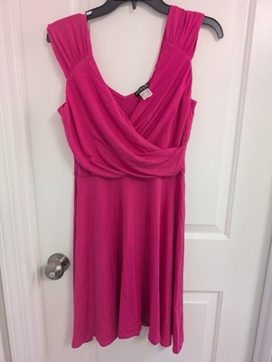 VENUS Hot Pink Wrap Dress Womens Medium Stretch A-Line Surplice Flowy Summer