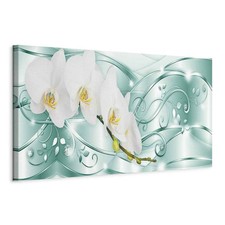 Artgeist Wandbild Groß Wohnzimmer Leinwand Bilder Blumen Orchideen Türkis Modern
