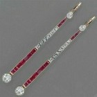 1.75Ct Art Deco Style Diamond & Ruby Anniversary Wedding 14k Gold FN Earrings