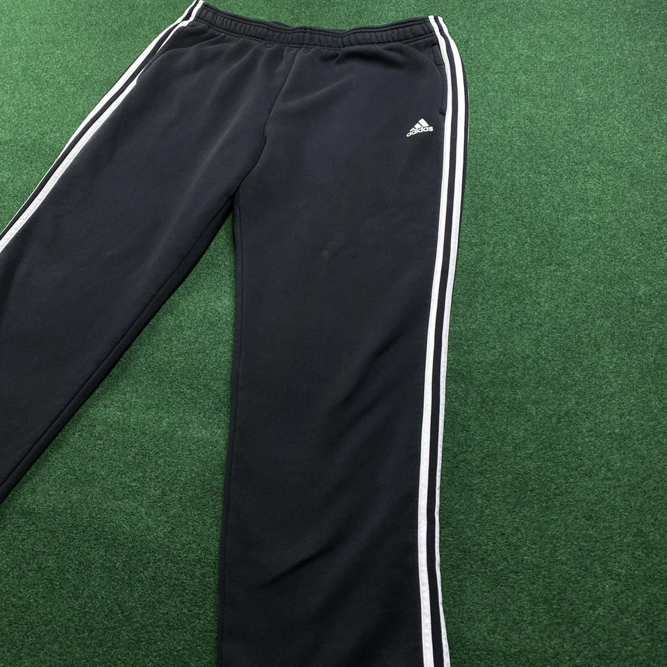 复古阿迪达斯运动裤男式 2XL 黑色 Y2K 宽松阔腿跳跃男子下装 — 第 2/4 张图片