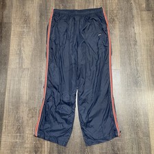 Y2K Old Navy Mens Mesh Lined Track Pants Navy Blue Ankle Zip Swooshy Size Large