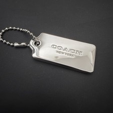 COACH Hang Tag Bag Charm New York Logo Mini Metal Silver From Japan