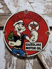 VINTAGE TEXACO PORCELAIN SIGN RARE OLD GASOLINE STATION SERVICE POPEYE SAILOR 12