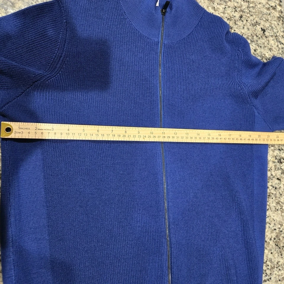 Мужской свитер Kenneth Cole большой синий на молнии 55% шерсть мериноса классический нарядный - Изображение 4 из 4