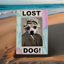 Lost Dog! - Original Collage Mixed Media Surrealism Mini Fine Art ACEO Art Card