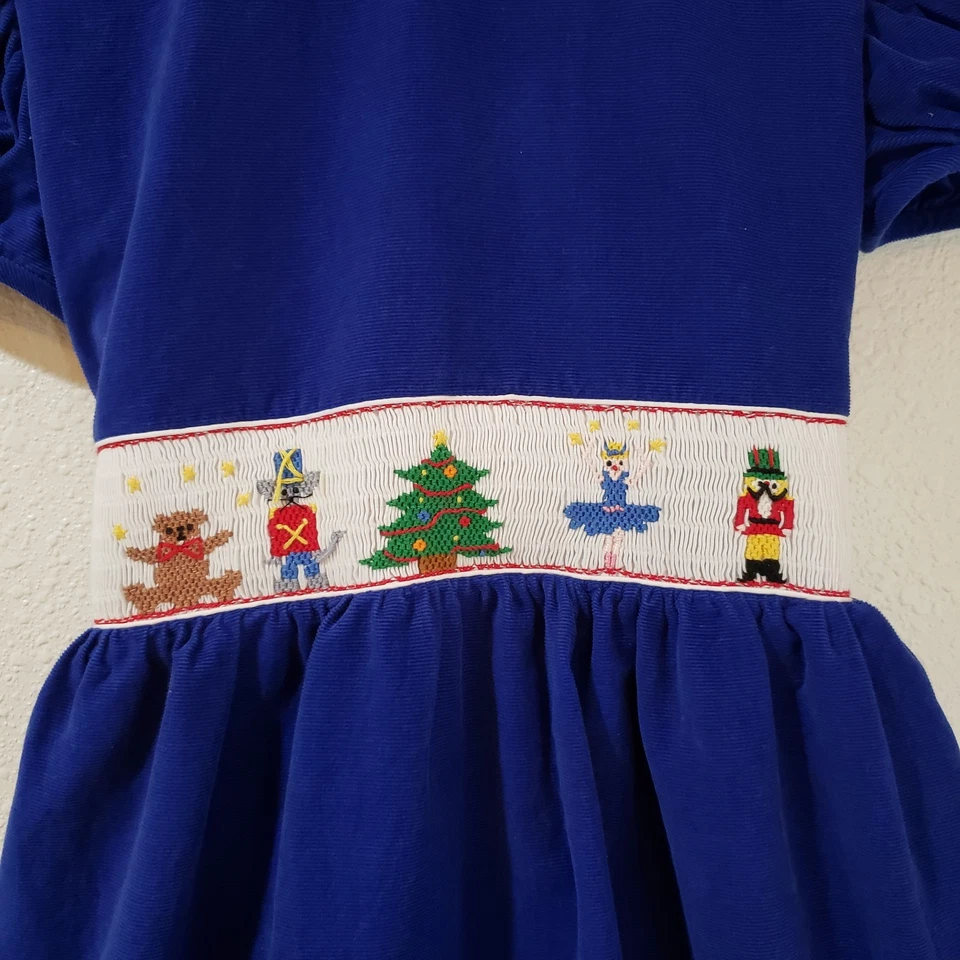 Vestido Anavini Calado Niña Talla 8 Cascanueces Navidad Corderoy Vacaciones Oso Foto 3 de 4