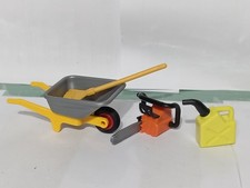 PLAYMOBIL LOT TRONÇONNEUSE ESSENCE CHARIOT À BOIS MAISON JARDIN BOIS FORÊT