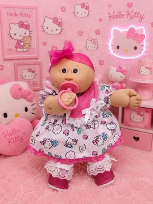 Vtg 1985 Cabbage Patch Preemie With Pacifier And Birth Certificate. Hello Kitty