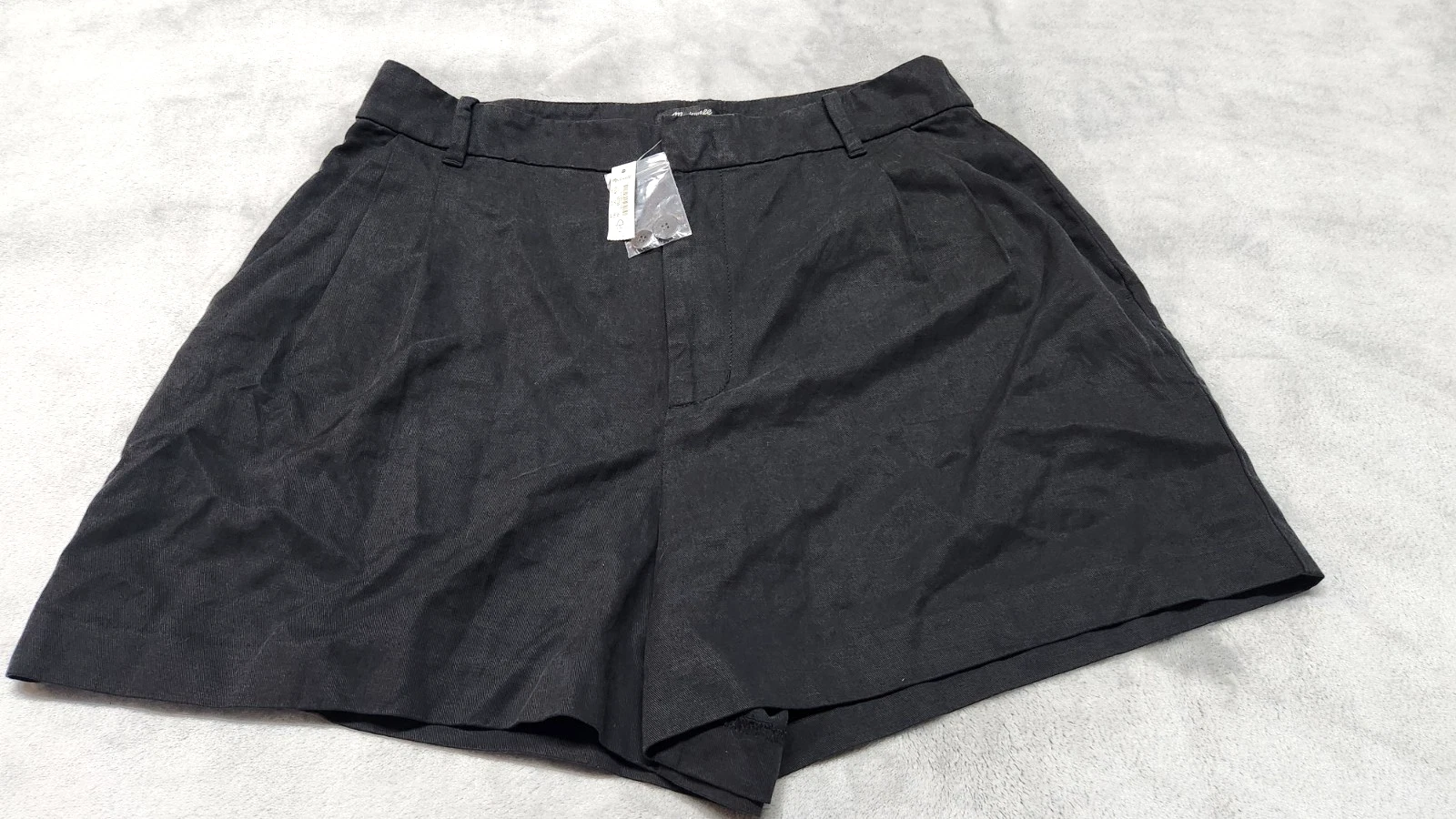 Madewell Women's Size 12 Black Drapey Twill Linen Blend Harlow Shorts NWT
