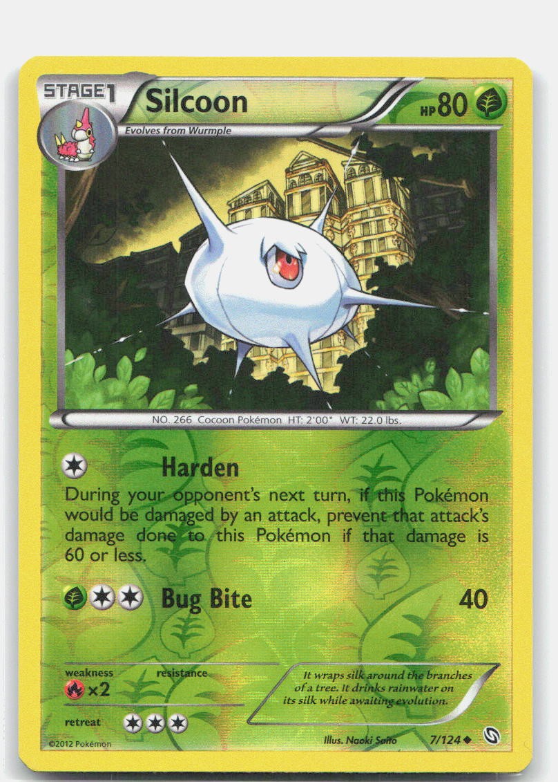Pokemon Silcoon Reverse Holo Uncommon Dragons Exalted 7/124 LP Trading Card TCG