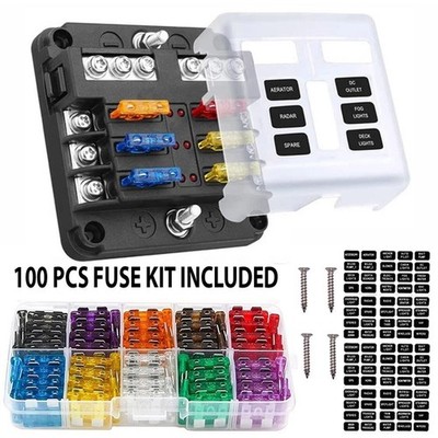 6 Way Car Boot Power Distribution 12-24V Blade Fuse Holder Box Block Panel Board