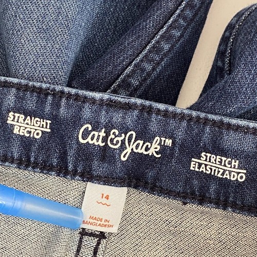 Cat & Jack Jeans Boys Youth 14 Blue Straight Leg Stetch Dark Wash Denim 29x27 - Picture 9 of 15