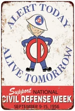 1956 civil defense week Vintage Look Reproduction metal sign 8 x 12