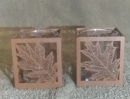 Yankee Candle Metal Cut Out Fall Leaves 1 Lg Jar Holder 2 Votive Candle Holders - Picture 13 of 21