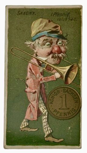 1889 N72 Duke's Tobacco Card ~ COINS of all Nations Saxony - 第 1/3 張圖片