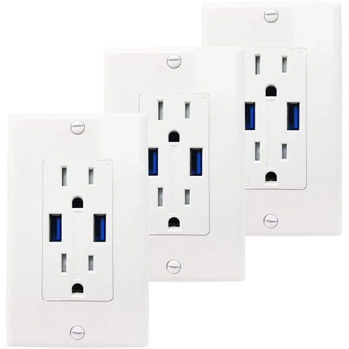 5,0 A High Speed Dual USB Ladegerät Steckdose - 15 A TR elektrische Buchse (3er-Pack) - Bild 2 von 5