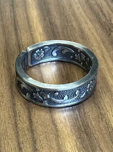 Vintage Löffelring Handarbeit Größe 15 recycelter Edelstahl Wickelband - Bild 6 von 7