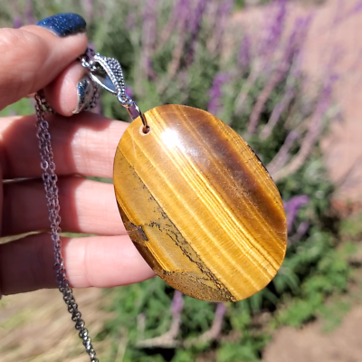 Large Flashy Tiger Eye Pendant Necklace | eBay