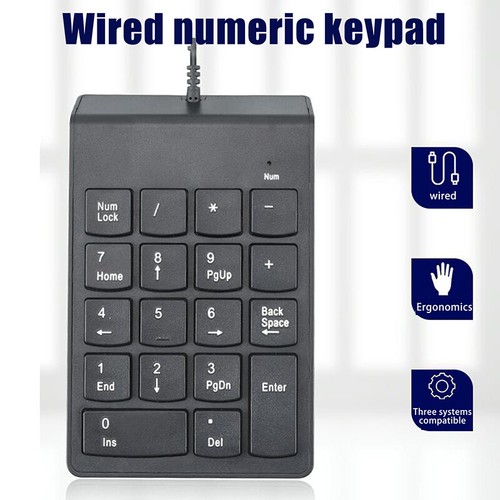 USB Slim Mini Wired Numeric Keypad Number Digital Keyboard 18 Keys