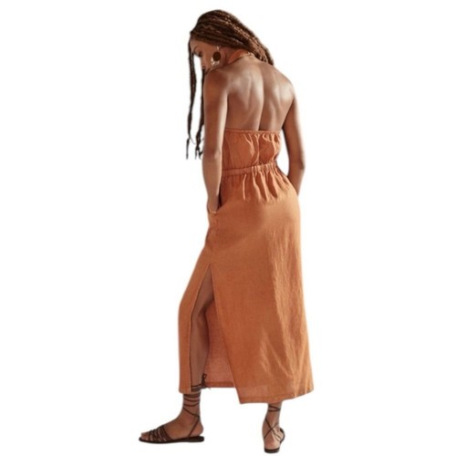 Maxi Vestido Anthropologie Cloth & Stone Lino Soporte Cruzado Talla XS - Imagen 5 de 13