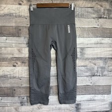 Gymshark Energy Plus Seamless Capri Leggings S Perforated Gray Wide Waistband