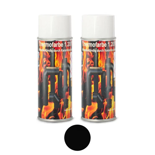 Ofenfarbe 1200 °C Spezial Ofenlack Thermofarbe Schwarz Ofenspray 2x Spraydose